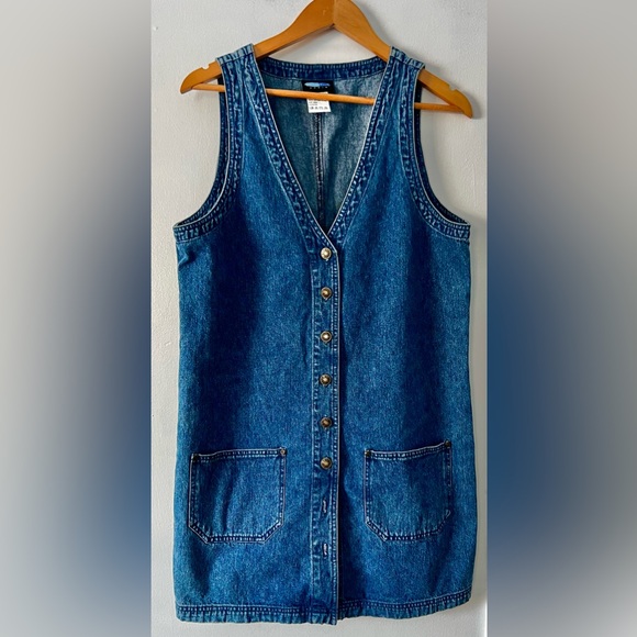 Dresses & Skirts - Vintage Denim Button-Up Vest Dress